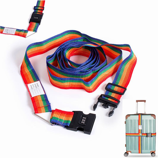 Luggage Strap Suitcase Straps Adjustable Travel Belts Accessories, Packing Belt Cross with Combination Lock and Buckle Closure